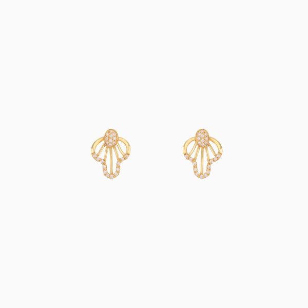 Tiesh Artisan Diamond-Studded Seashell Earrings Made of Pure 22kt Gold Set with American Diamonds