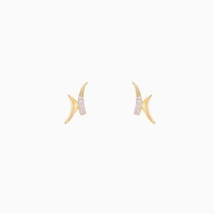 Tiesh Artisan X Earrings Made of Pure 22kt Gold Set with American Diamonds