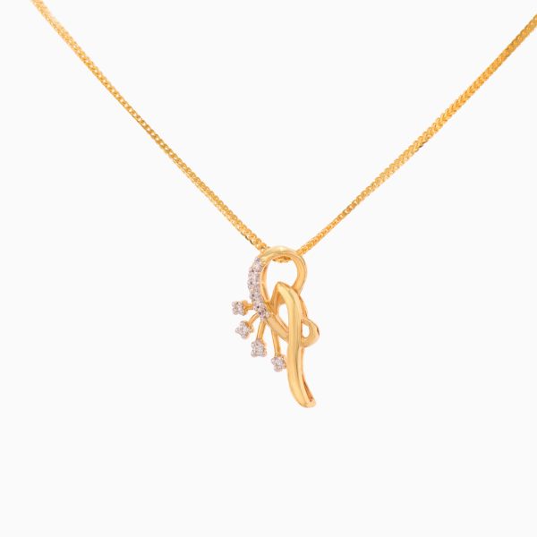 Tiesh 22 Kt Gold Pendant with American Diamonds