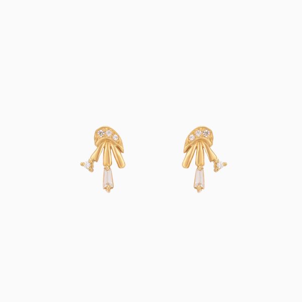 Tiesh 22kt Gold Stud Earrings Set with American Diamonds