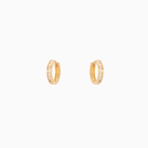 Tiesh Artisan Mini Hoops Made of Pure 22kt Gold Set with American Diamonds